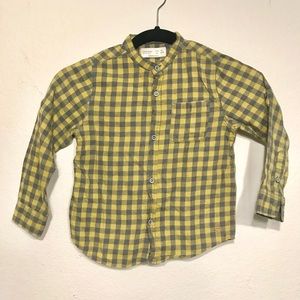 Zara boys yellow checker button down